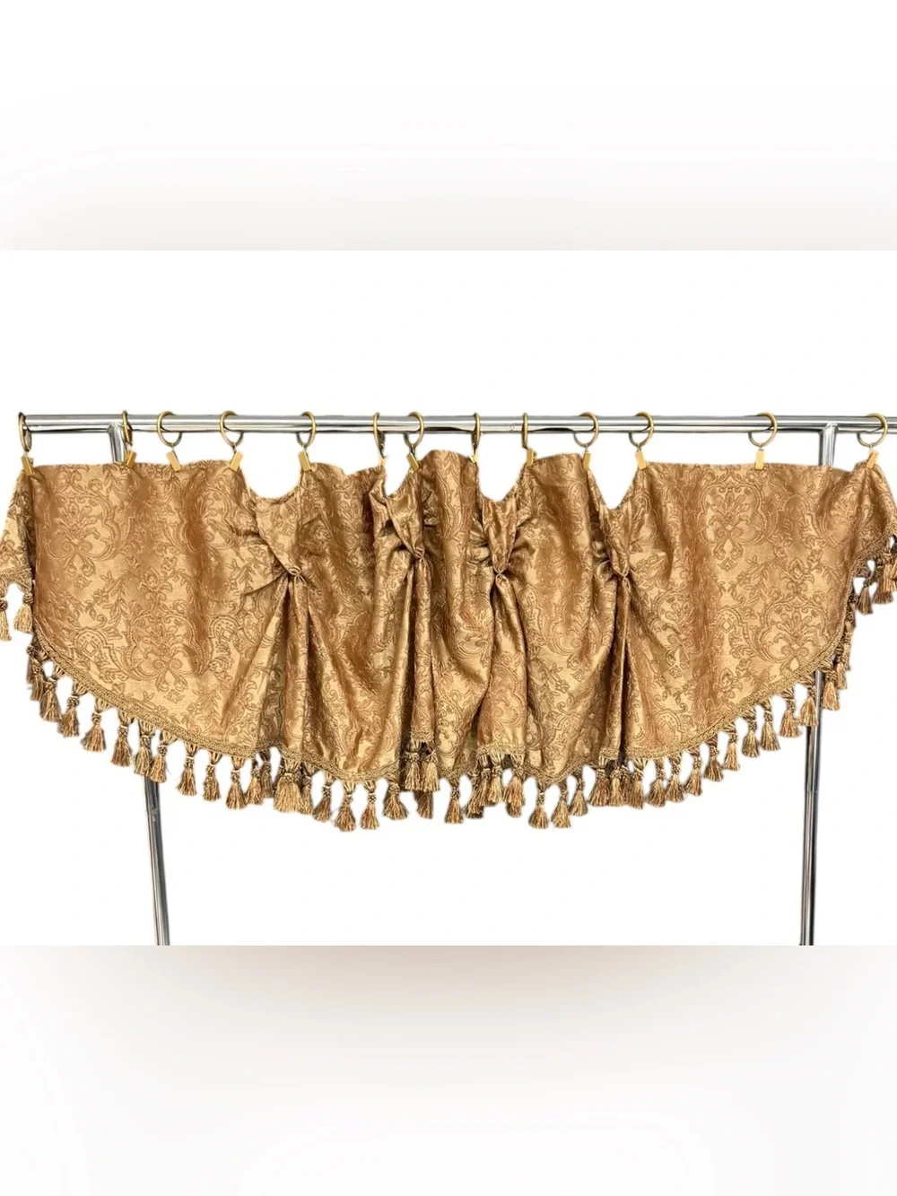 Gold Tassel Paisley Window Valance Elegant Window Treatment, Vintage Gold Tassel